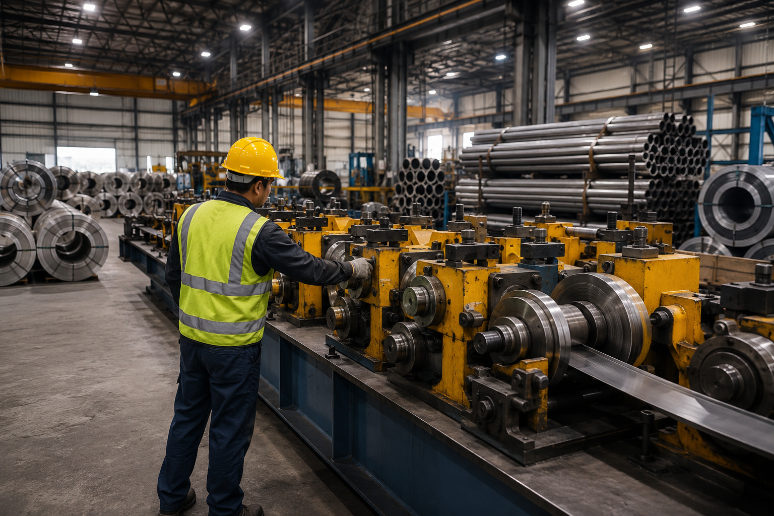 Hot and cold rolling, welding and heat treatment in process