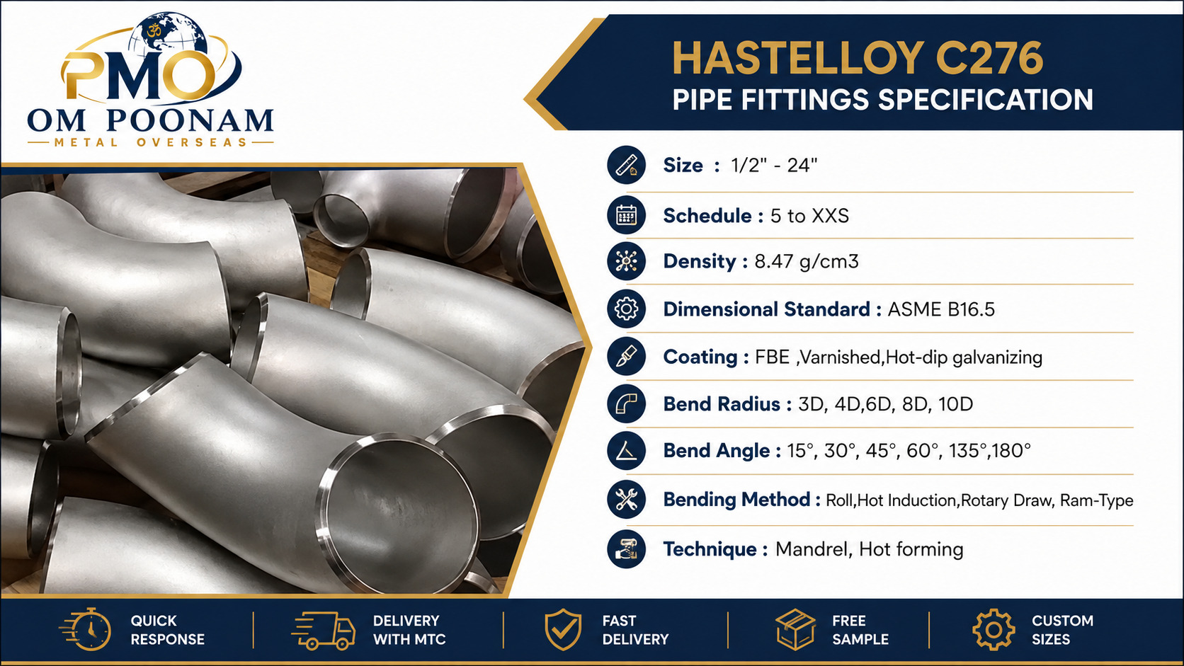 Hastelloy C276 Pipe Fittings Specification