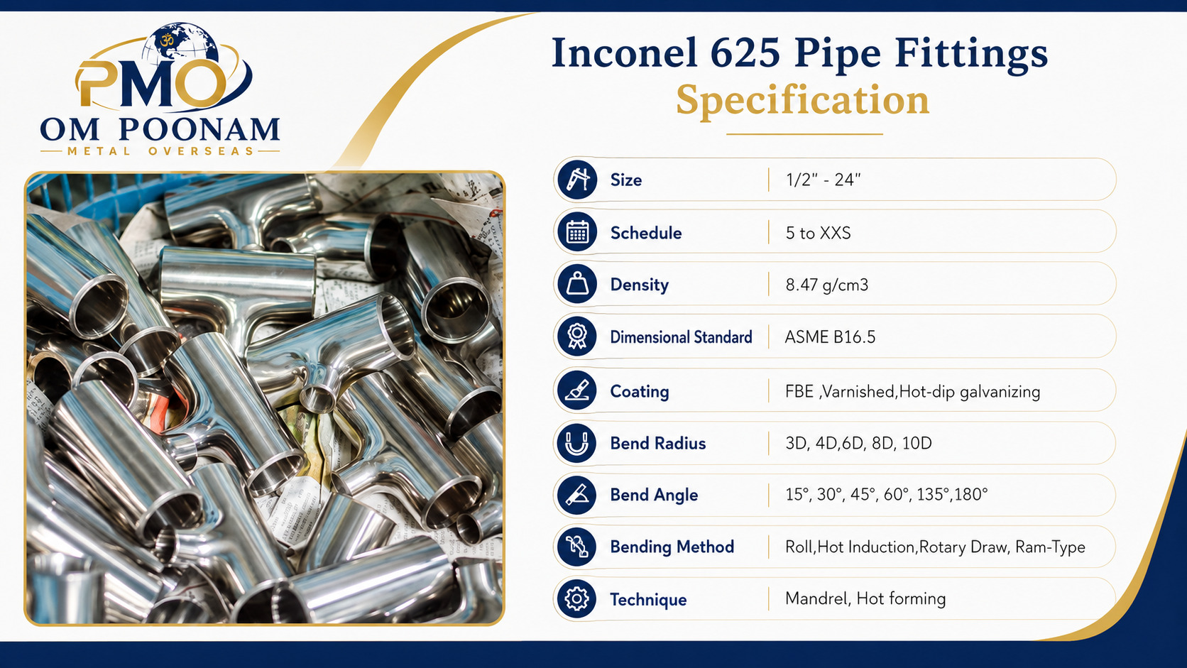 Inconel 625 Pipe Fittings Specification