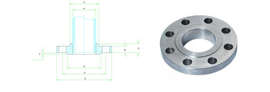 ASTM B564 UNS N08825 Slip on Flanges Dimension Chart