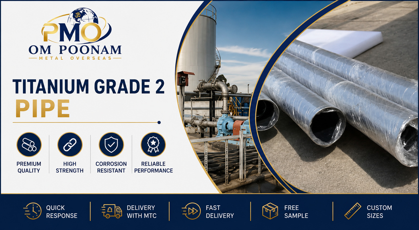 ASTM B337 Titanium Grade 2 Round Pipe